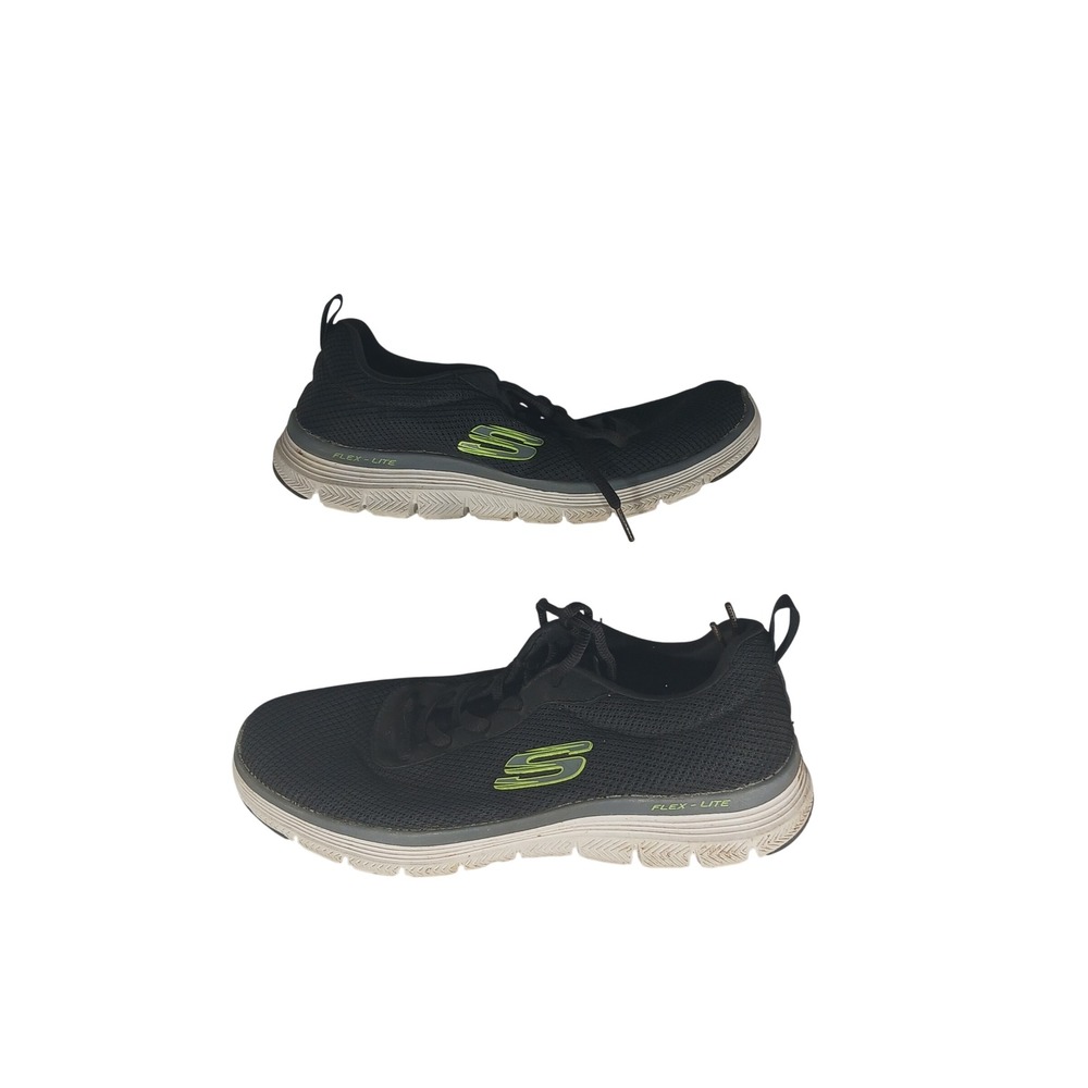 Skechers Flex-Lite Sneakers 8‎ Black Lime Green Memory Foam Athletic Gym Shoes